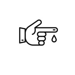 Hand with blood drop icon outline collection in black