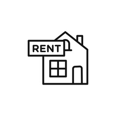 House rent icon outline collection in black