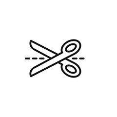 Scissors with cut lines icon outline collection in black