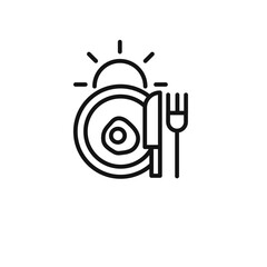 Sunrise Breakfast Icon outline collection in black