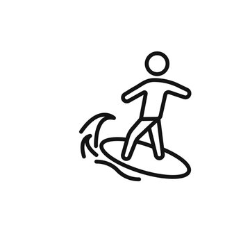 recommend clip art: surfing icon outline collection in black