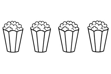 Popcorn delicate line art vintage food illustration style