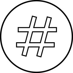 hashtag logo in bubble icon. concept of communication sign or customer experience. minimal style trendy simple hash tag logotype graphic thin line art design isolated on transparent background.