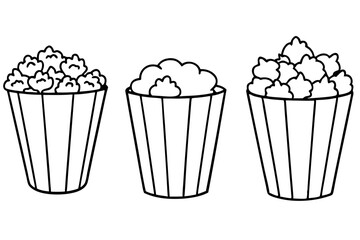 Popcorn detailed line art intricate food illustration