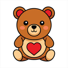Cute teddy bear with red heart vector