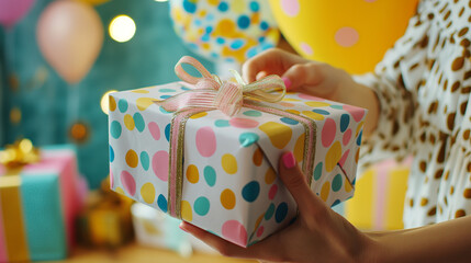 Giving Gift Box at Party Celebration, Birthday Party