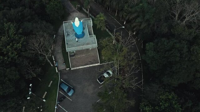 Aerial view of Monument in Capitel Nossa Senhora das Gra&ccedil;as Orleans Santa Catarina Brazil