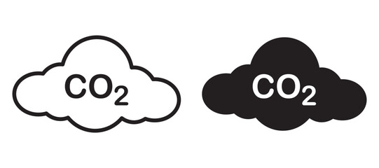 co2 vector icon, Cloud with text (CO2) icon, smog pollution sign or logo. Carbon dioxide formula illustration symbol. Vector illustration
