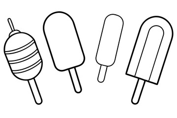 Popsicles delicate line art vintage frozen dessert illustration