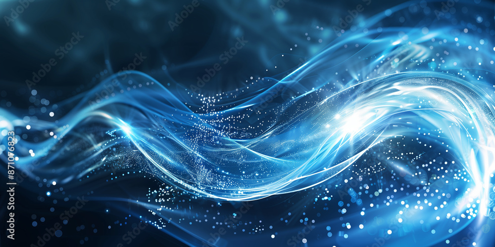 Wall mural abstract technology art futuristic background energy wave shape lines. place for text graphics conce