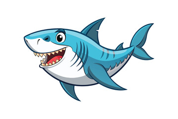 Cartoon shark with open jaws art vector