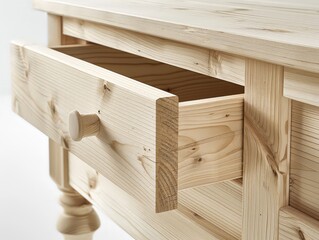 Close-up of dovetail joints in a wooden drawer, showcasing traditional joinery and craftsmanship.
