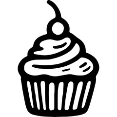 Doodle Cupcake With Cherry