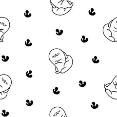 Funny dolphin characters. Seamless pattern. Coloring Page. Cute cartoon kawaii sea animal. Hand drawn style. Vector drawing. Design ornaments.