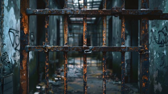 A rusty gate with graffiti on it