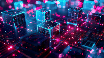 Obraz premium Vibrant design of edge computing highlighting data processing and connectivity