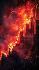 Stock plunge index chart. Economic crisis and stock market. High quality AI generated image