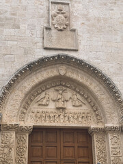 Cathedral of Bitetto in Apulia, Italy. Detail of carvings.