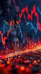 Stock plunge index chart. Economic crisis and stock market. High quality AI generated image