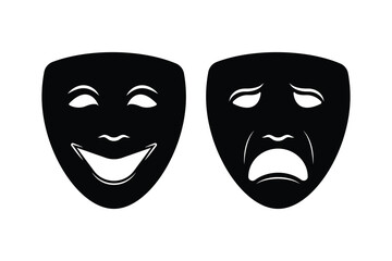 Set of Theater mask icon collection. Happy and sad mask symbol. Vector Illustration.