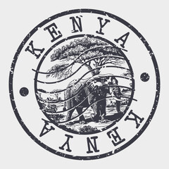 Naklejka premium Kenya Stamp Postal. Silhouette Seal. Passport Round Design. Vector Icon. Design Retro Travel. National Symbol. 