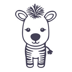 A cute cartoon zebra with large eyes and a pom-pom hairstyle