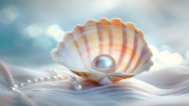 A shell with a pearl inside of it