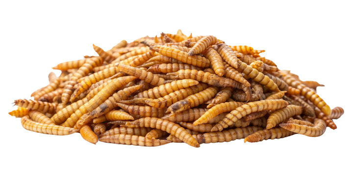 Close-Up of Dried Mealworm Larvae on Black Background