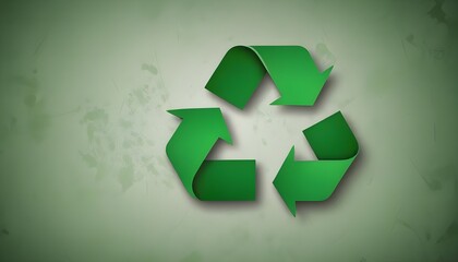 Obraz premium Green recycle symbol icon sign with professional environment background to represent recycling or sorting of waste at office and for working people significantly eco friendly concept