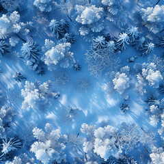 Snowscapes and Frost Patterns: Detailed Aerial View of Frosty Landscapes