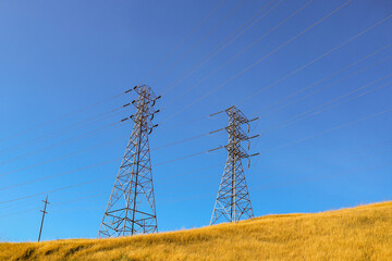 "Powerline on mountain hi-res stock photography and images.
Power lines are built on mountains using transmission towers, which are often made of galvanized steel or aluminum. In mountainous areas, al