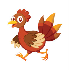 Cartoon funny turkey bird running kawaii vector