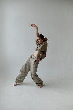 woman performing on a white background