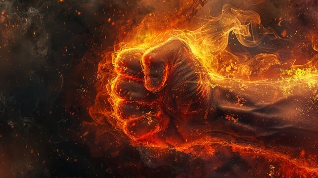 Fiery Fist: A Visual of Passion and Power