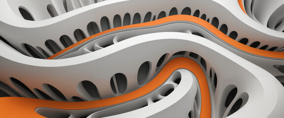 Orange and White Abstract Art | Futuristic Alien Hardware