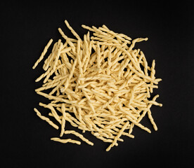 Raw Trofie Pasta, Dry Italian Macaroni, Traditional Genoa Food, Raw Noodle, Modern Ligurian Cuisine