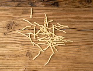 Raw Trofie Pasta, Dry Italian Macaroni, Traditional Genoa Food, Raw Noodle, Modern Ligurian Cuisine