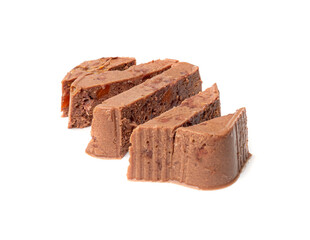 Pet Food, Wet Food for Cats, Dog Canned Pate, Soft Pet Food on White