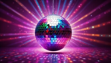 Obraz premium Disco ball sphere with colorful disco lights for party nights significantly wallpaper background