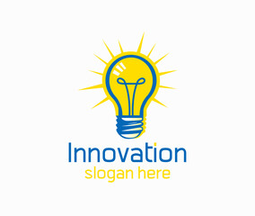 Creative idea, lightbulb innovation vector illustration. Thin sign of innovation, solution, education logo