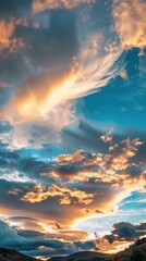 Fototapeta premium Dancing Clouds on a Sunny Day: A Spectacular Sky Display