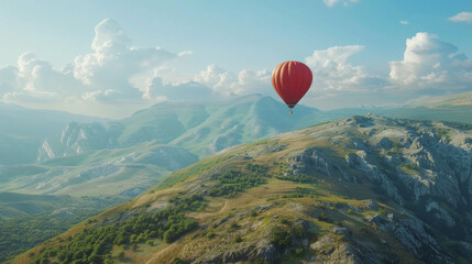 Hot Air Balloon Over Bulgarian Mountains