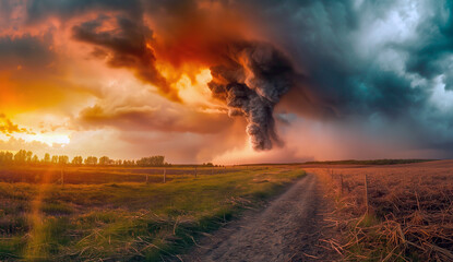 tornado, whirlwind, storm, destruction, fields, Kansas, desert, Fire tornado, nature, cataclysm, apocalypse, hurricane,