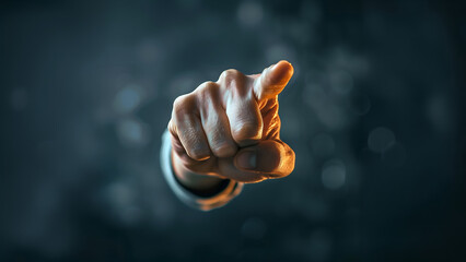 Right hand pointing forward gesture. Expressive photo with blurry background with no person.