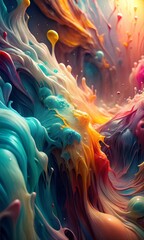 Fototapeta premium Vibrant Abstract Paint Background Texture Paint Splatter Art: Stunning Rainbow Color Image Paint Creation for graphic design projects