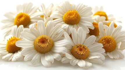 Obraz premium White camomile bloom isolated on a white png background, in high resolution, 