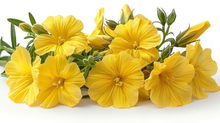  Yellow primrose flower isolated on a white png background, in high resolution, 