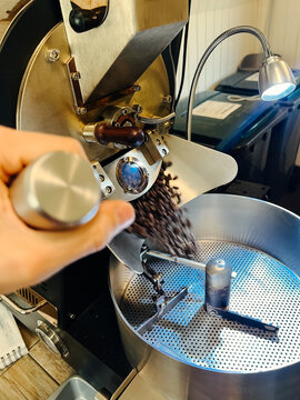 Dropping a fresh batch of coffee