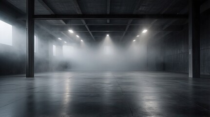 Texture dark concrete floor with mist or fog