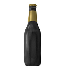 A bottle of beer illustration isolated on transparent background. Hand drawn watercolor black glass bottle of beer in realistic style, place for text.